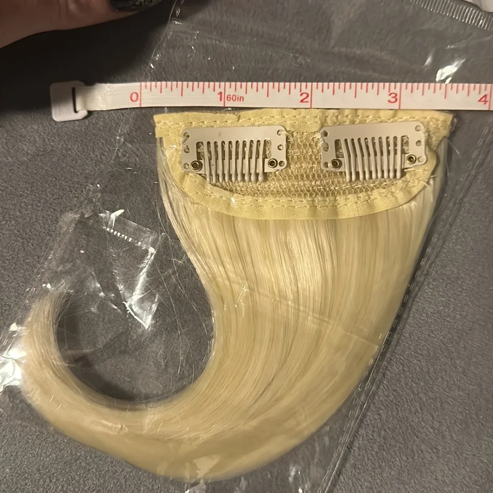 Clip On Hair Blonde Fluff or Bangs C-Shape Hair 2 Clips 1 Piece Lightest Blonde